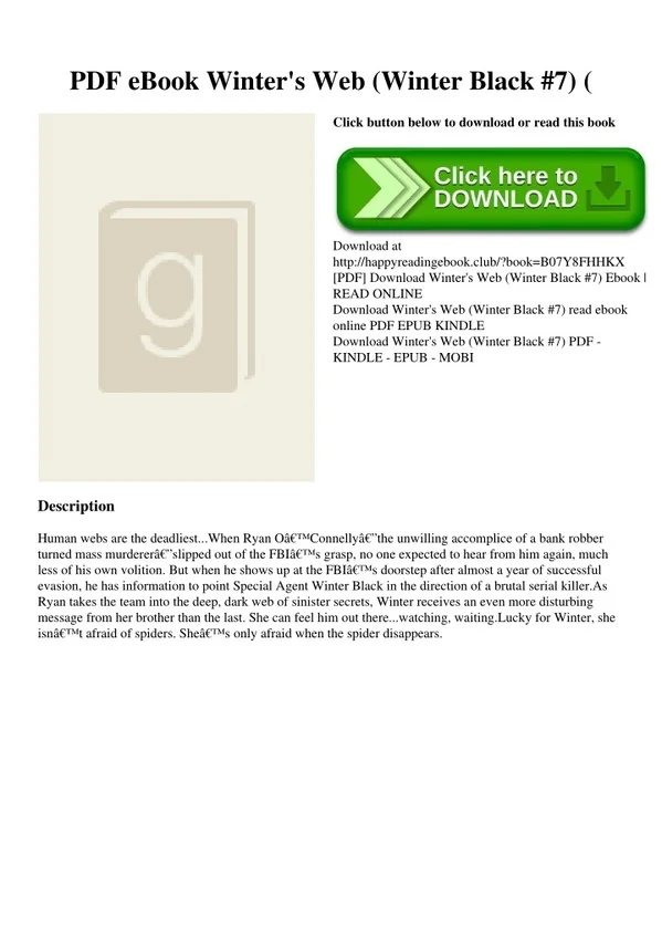 PDF eBook Winter's Web (Winter Black #7) (B.O.O.K.$