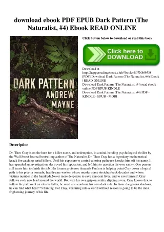 download ebook PDF EPUB Dark Pattern (The Naturalist  #4) Ebook READ ONLINE