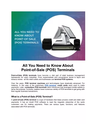 All You Need to Know About Point-of-Sale (POS) Terminals