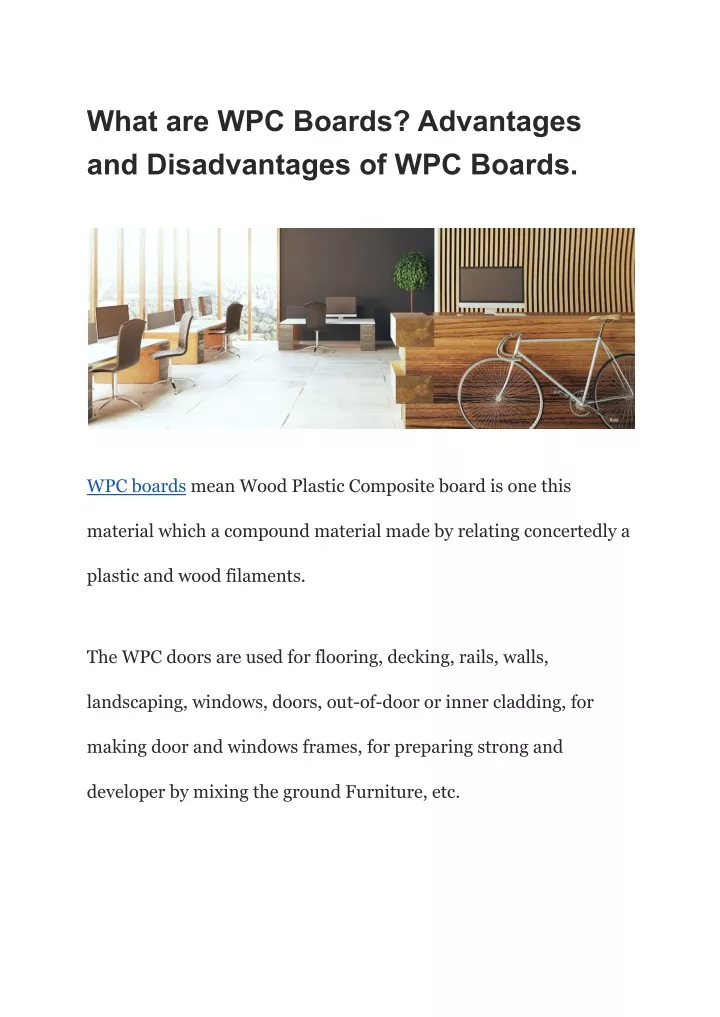 what are wpc boards advantages and disadvantages