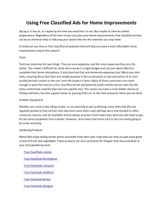 using free classified ads for home improvements