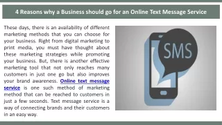 4 Reasons why a Business should go for an Online Text Message Service