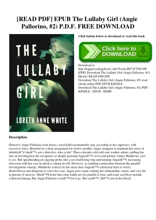 [READ PDF] EPUB The Lullaby Girl (Angie Pallorino  #2) P.D.F. FREE DOWNLOAD