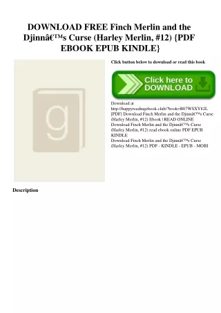 DOWNLOAD FREE Finch Merlin and the Djinnâ€™s Curse (Harley Merlin  #12) {PDF EBOOK EPUB KINDLE}