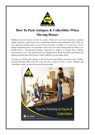 how to pack antiques collectibles when moving