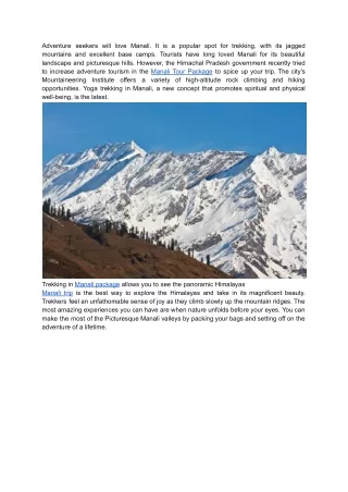 adventure seekers will love manali