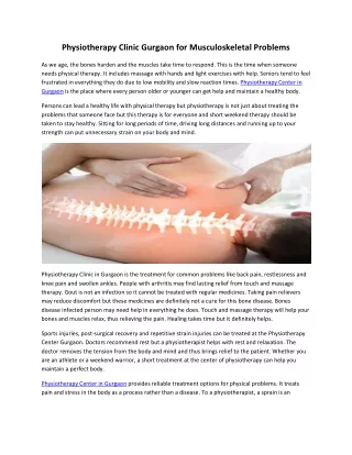 Physiotherapy Clinic Gurgaon for Musculoskeletal Problems