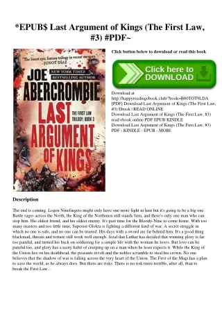 EPUB$ Last Argument of Kings (The First Law  #3) #PDF~
