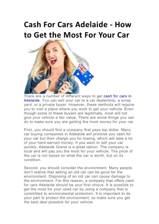 Cash for cars Adelaide-Suburban