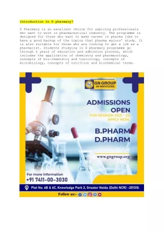 Why D pharmacy college in Delhi-NCR Selection Should be best