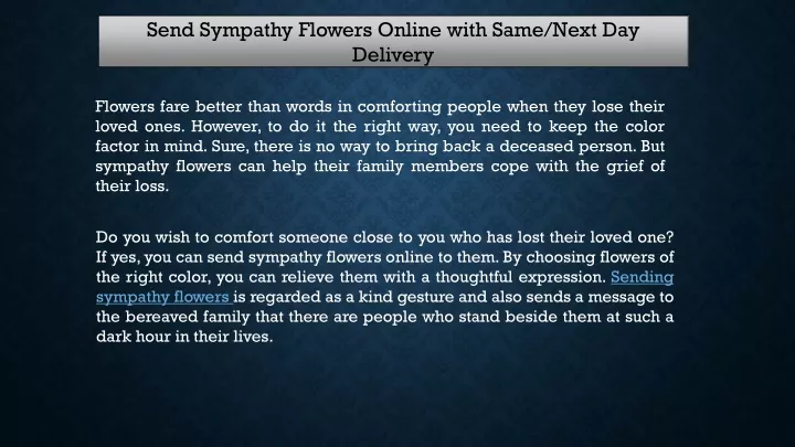 send sympathy flowers online with same next