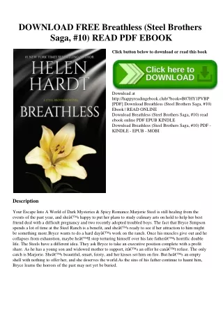 DOWNLOAD FREE Breathless (Steel Brothers Saga  #10) READ PDF EBOOK