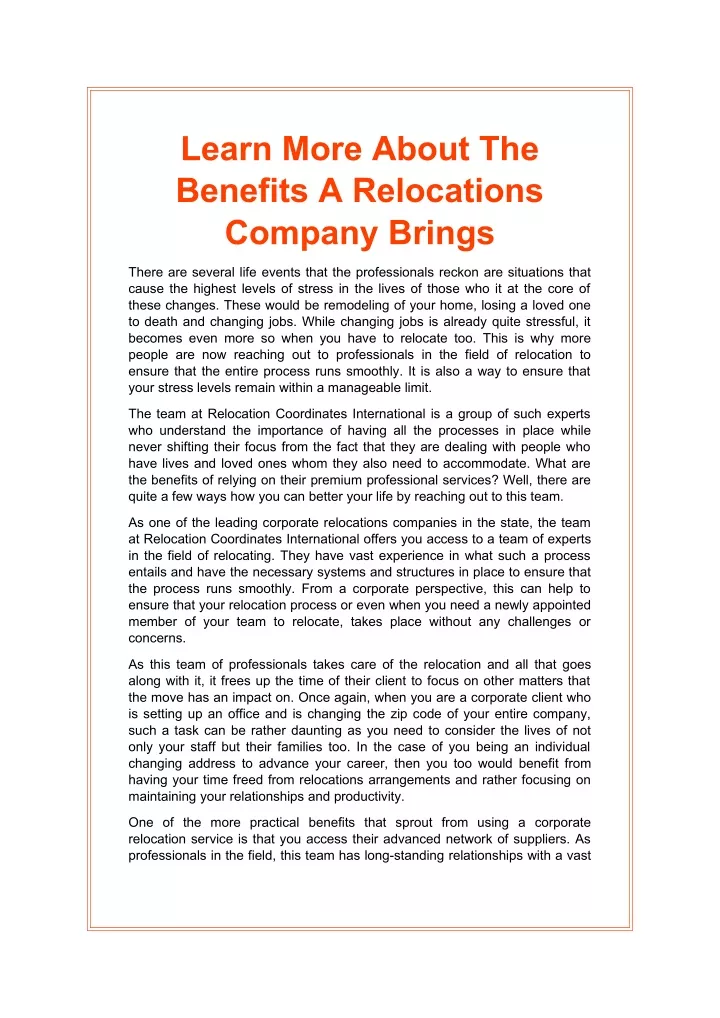 learn more about the benefits a relocations