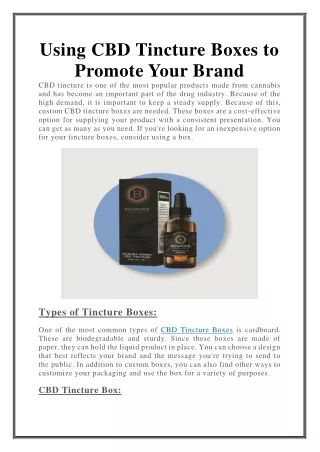using cbd tincture boxes to promote your brand