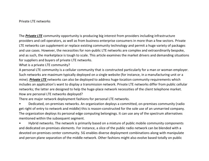 private lte networks the private lte community