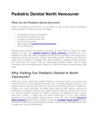 Pediatric Dentist North Vancouver