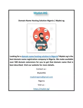 Domain Name Hosting Solution Nigeria | Mydot.ng