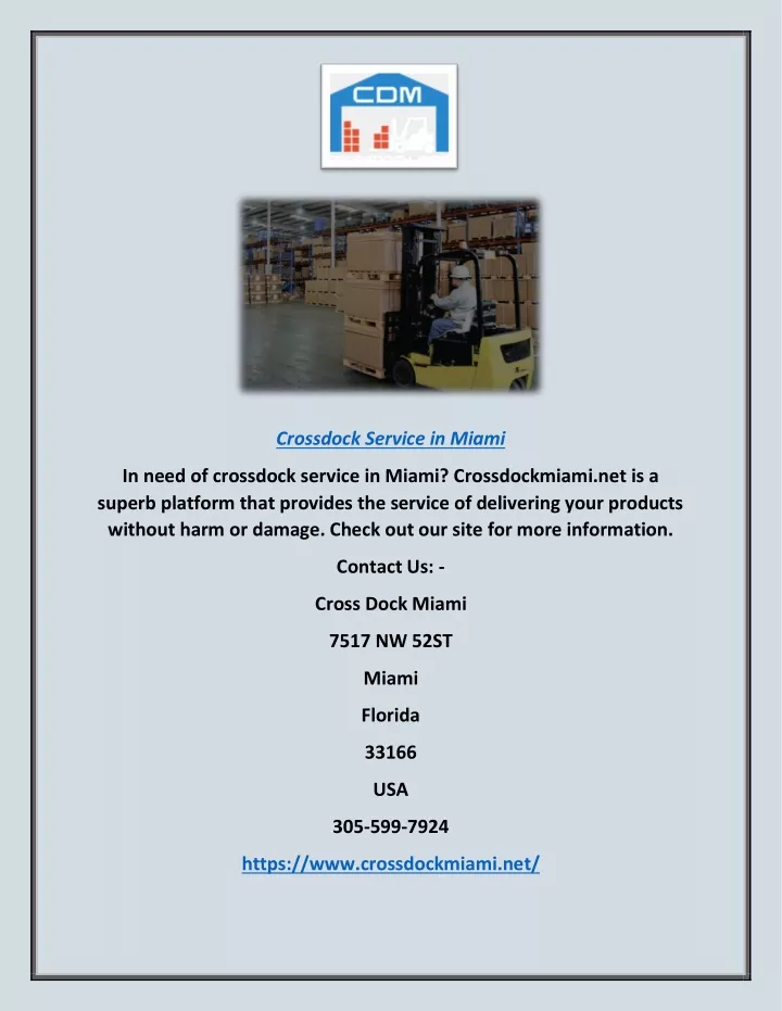 crossdock service in miami