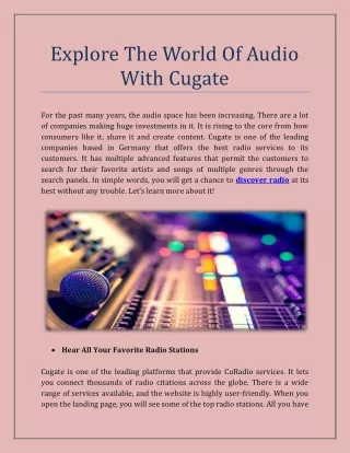 explore the world of audio with cugate