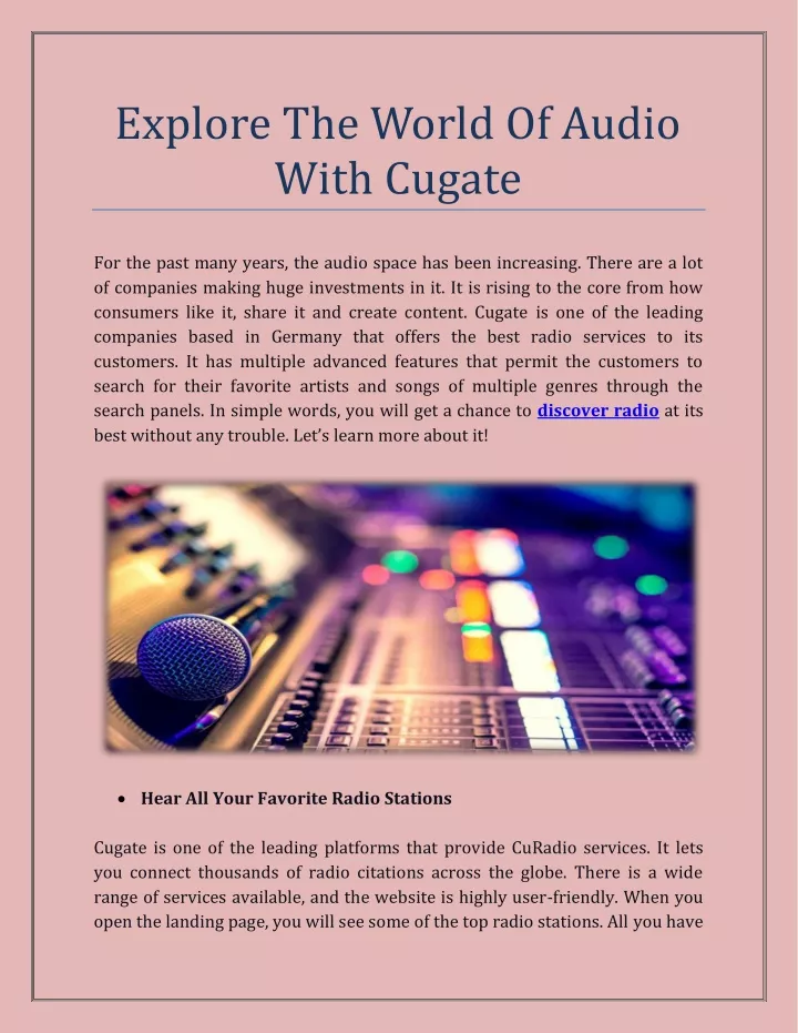 explore the world of audio with cugate