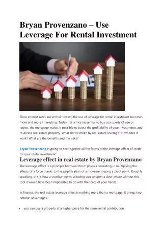 Use Leverage For Rental Investment