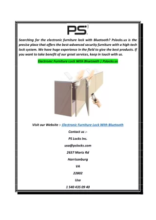 Electronic Furniture Lock With Bluetooth  Pslocks.us