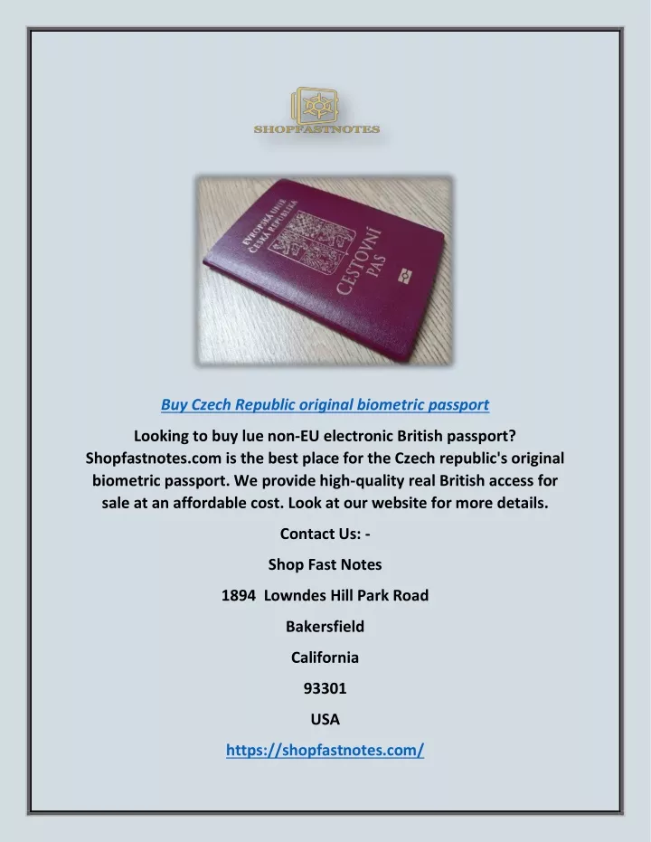 buy czech republic original biometric passport