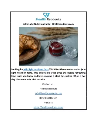 Jello Light Nutrition Facts | Healthreadouts.com