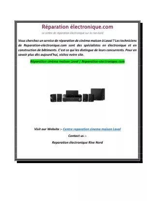 Réparation cinéma maison Laval  Reparation-electronique.com