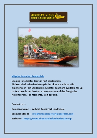 Alligator Tours Fort Lauderdale | Airboatridesfortlauderdale.vip