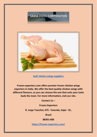 Bulk Chicken Wings Suppliers | Frozen-exporters.com