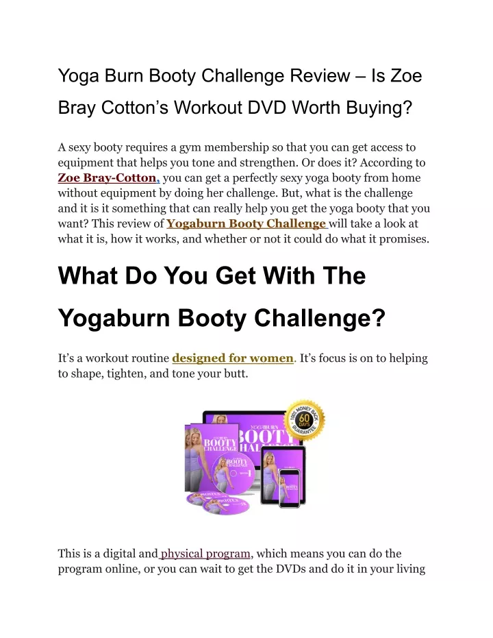 yoga burn booty challenge review is zoe