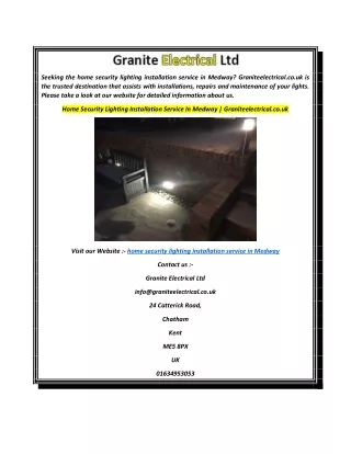 Home Security Lighting Installation Service In Medway  Graniteelectrical.co.uk