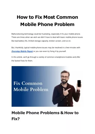 How to Fix Most Common Mobile Phone Problem