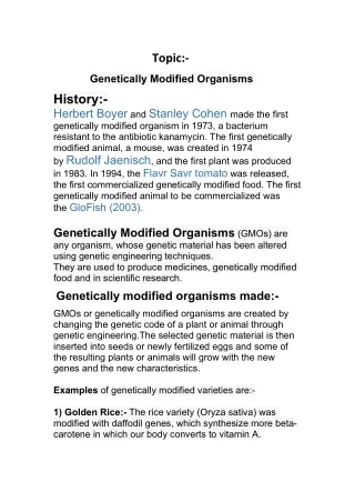 Genetically Modified Organisms