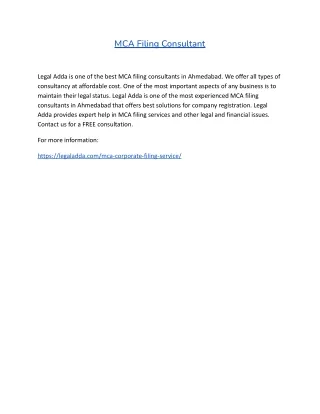 mca filing consultant