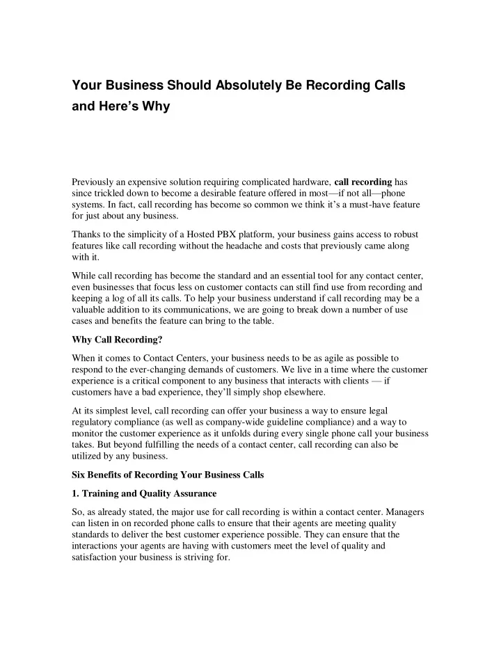 your business should absolutely be recording