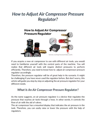 How to Adjust Air Compressor Pressure Regulator