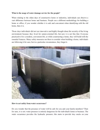 What is the usage of water damage service for the people