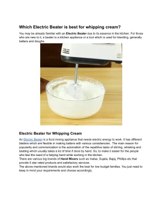 Which Electric Beater is best for whipping cream