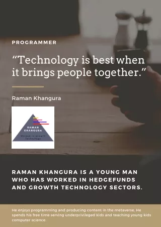 The Best Programmer and Technologist | Raman Khangura