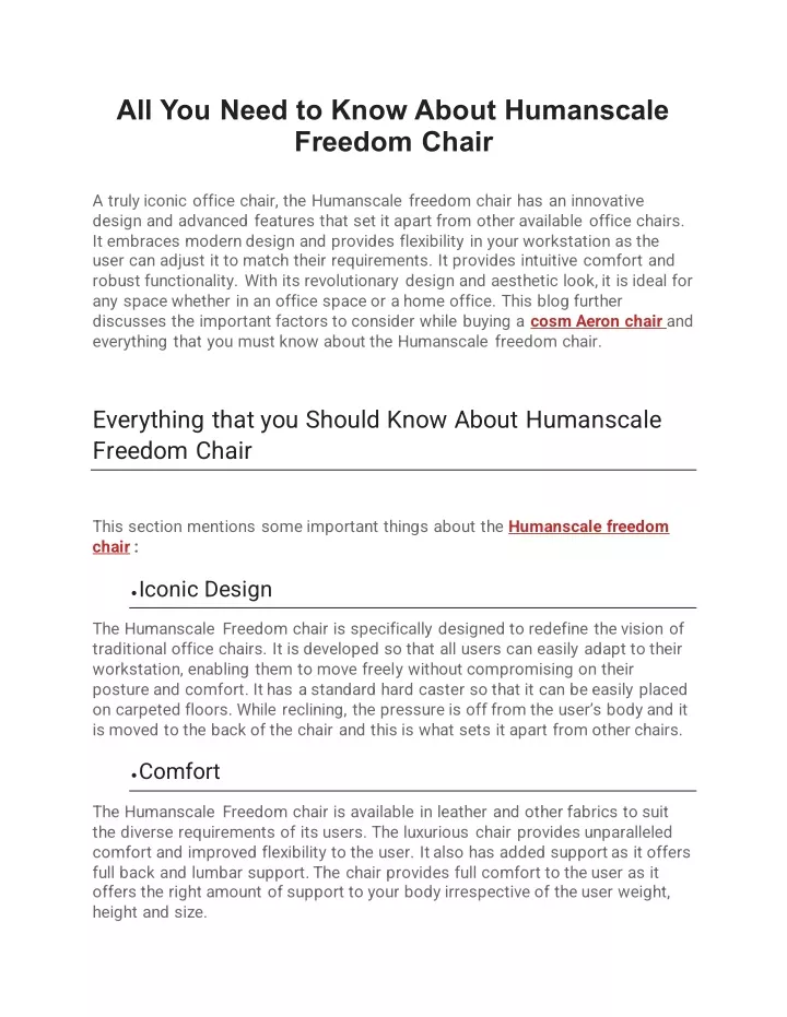 all you need to know about humanscale freedom