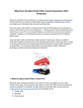 why even the best email filter cannot guarantee