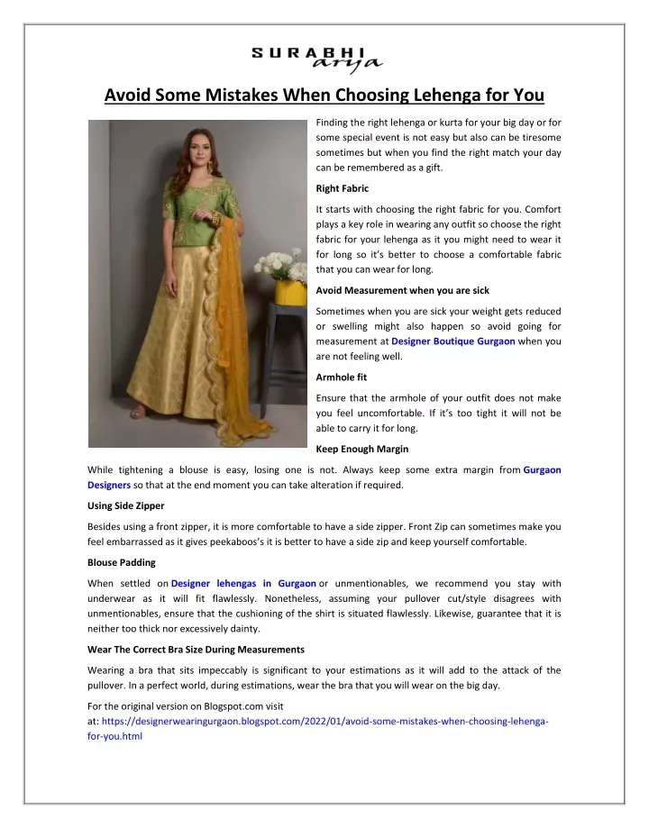 avoid some mistakes when choosing lehenga for you