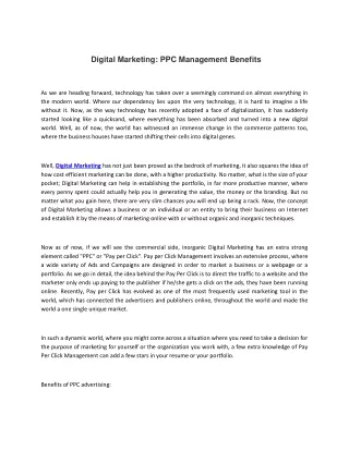 Digital Marketing: PPC Management Benefits