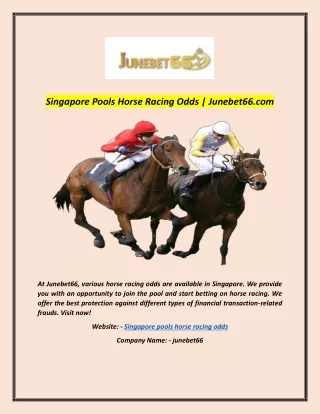 Singapore Pools Horse Racing Odds | Junebet66.com