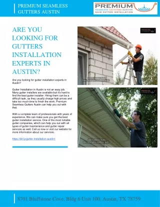 ARE YOU LOOKING FOR GUTTERS INSTALLATION EXPERTS IN AUSTIN - PREMIUM SEAMLESS GUTTERS AUSTIN