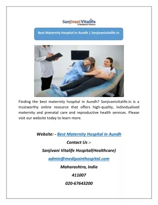 Best Maternity Hospital In Aundh | Sanjivanivitalife.in