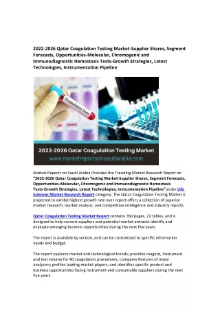 2022 2026 qatar coagulation testing market