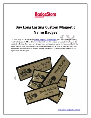 Buy Long Lasting Custom Magnetic Name Badges